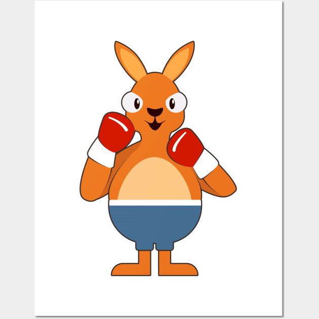 Kangaroo as Boxer with Boxing gloves Wall Art by Markus Schnabel